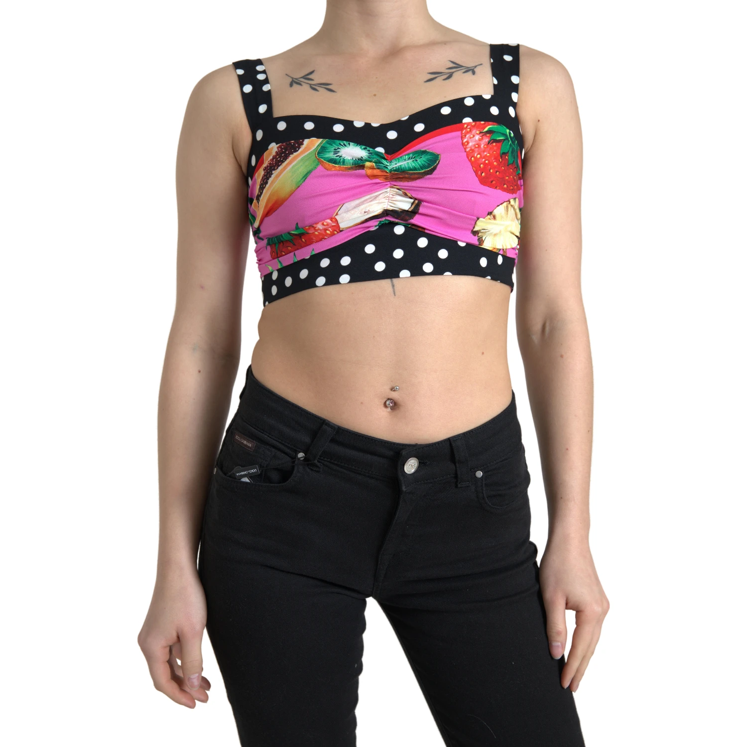 Multicolor Silk Cropped Bustier Corset Top