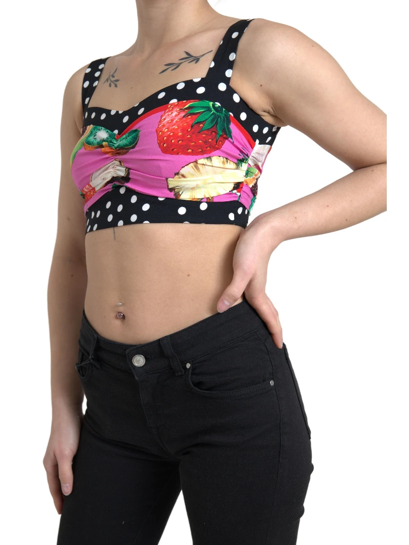 Multicolor Silk Cropped Bustier Corset Top