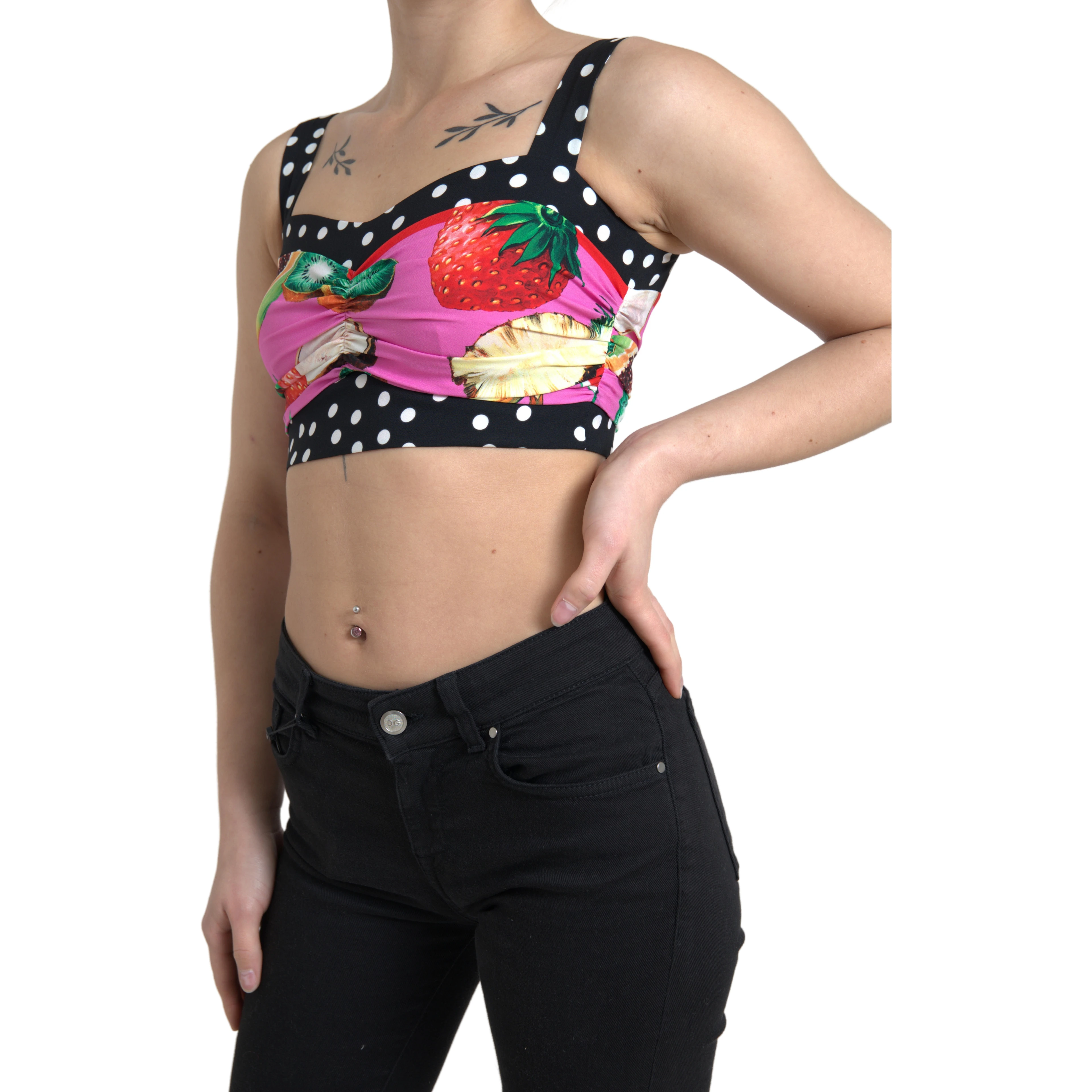 Multicolor Silk Cropped Bustier Corset Top