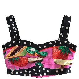 Multicolor Silk Cropped Bustier Corset Top