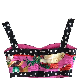 Multicolor Silk Cropped Bustier Corset Top