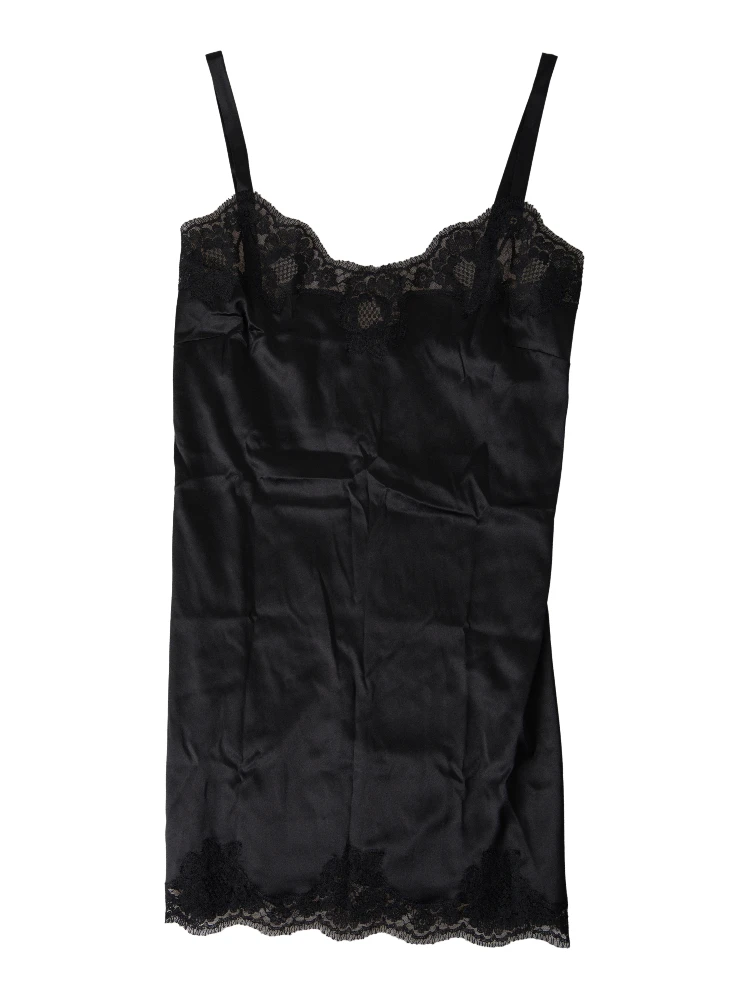 Black Lace Silk Sleepwear Camisole Top Underwear