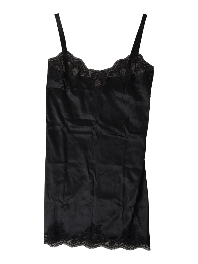 Black Lace Silk Sleepwear Camisole Top Underwear