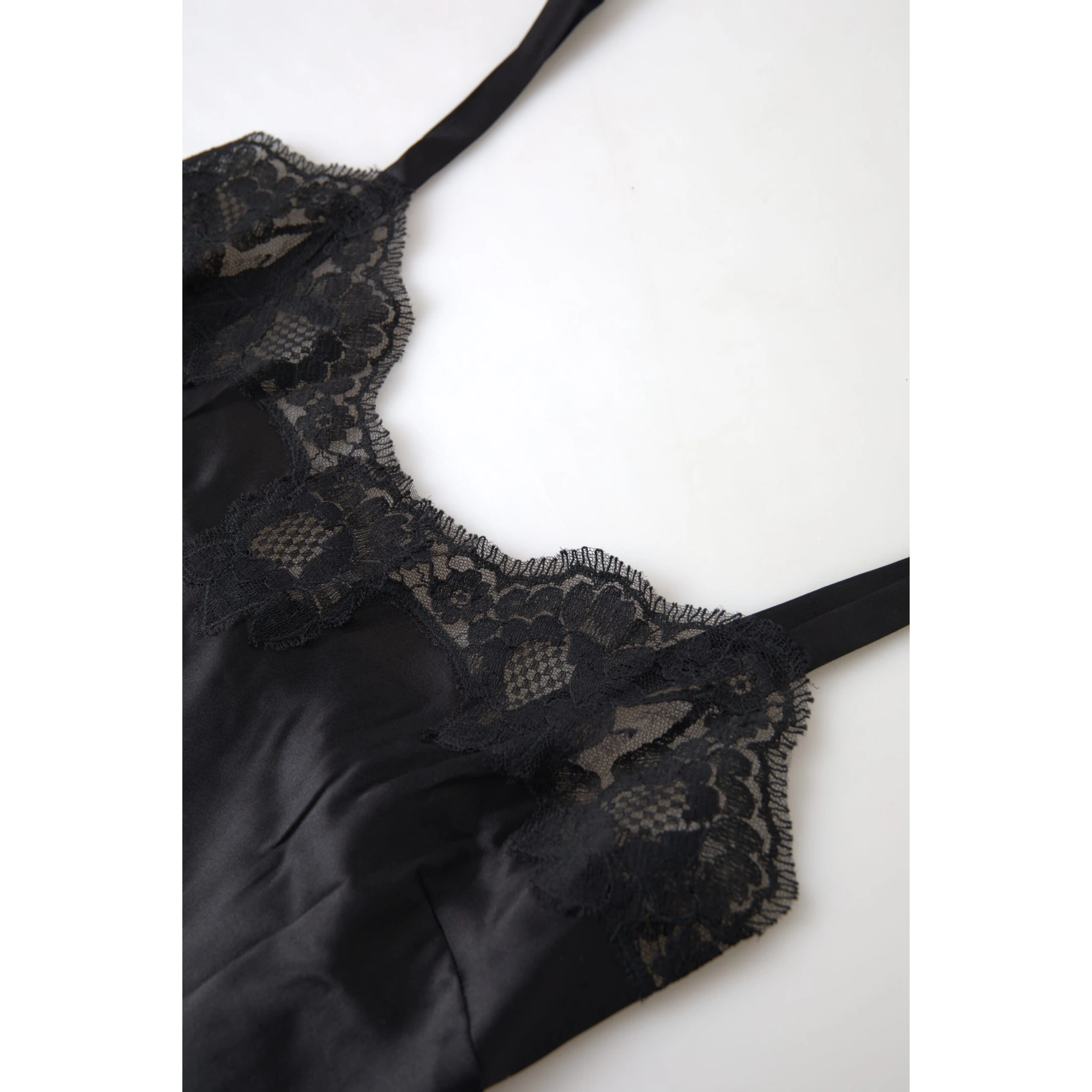 Black Lace Silk Sleepwear Camisole Top Underwear