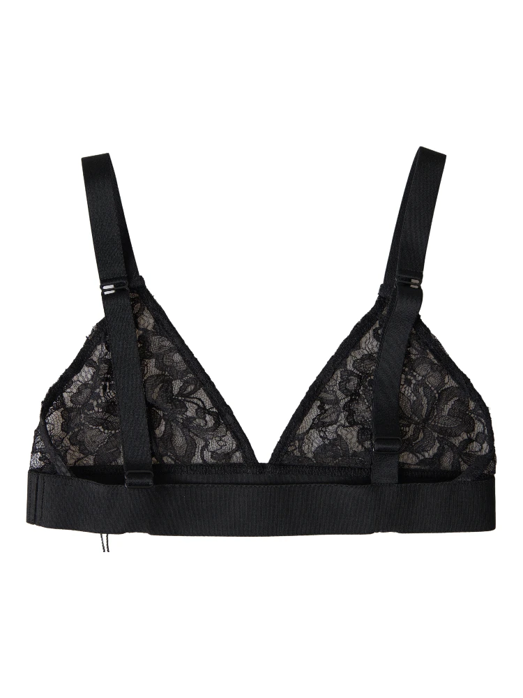 Black Floral Lace Nylon Stretch Bra Underwear