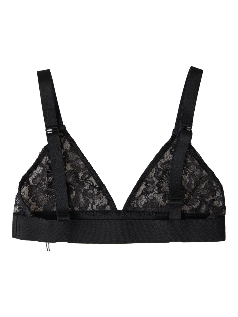 Black Floral Lace Nylon Stretch Bra Underwear