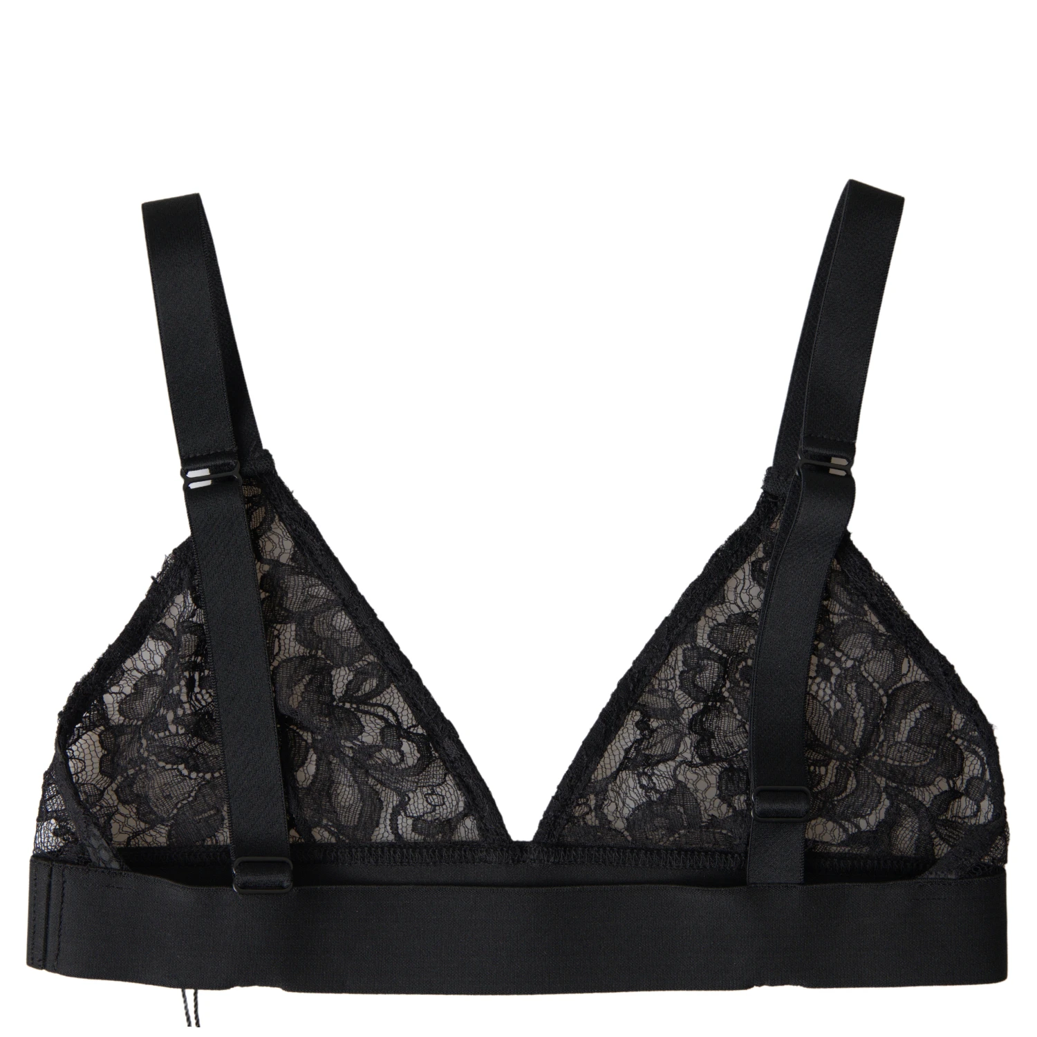 Black Floral Lace Nylon Stretch Bra Underwear