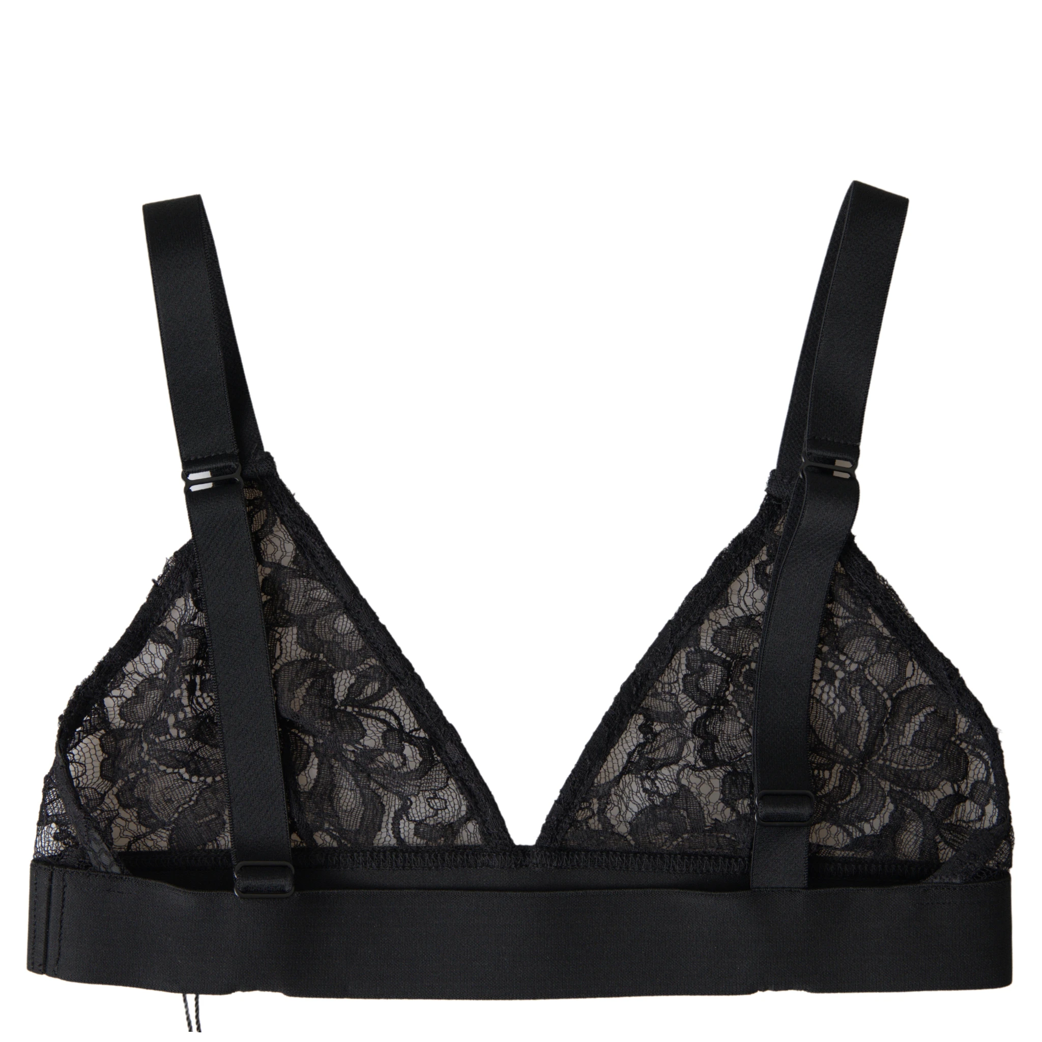 Black Floral Lace Nylon Stretch Bra Underwear