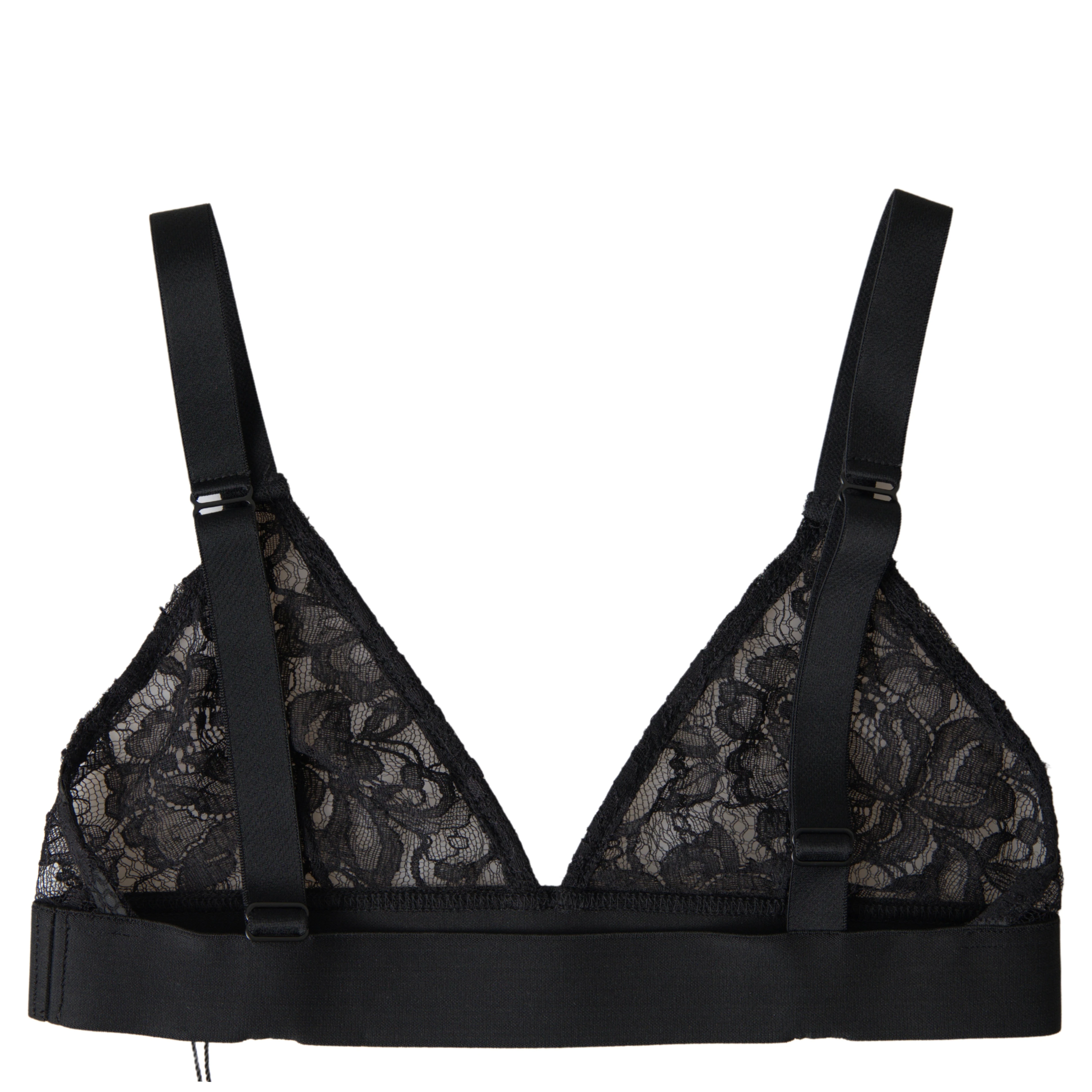 Black Floral Lace Nylon Stretch Bra Underwear