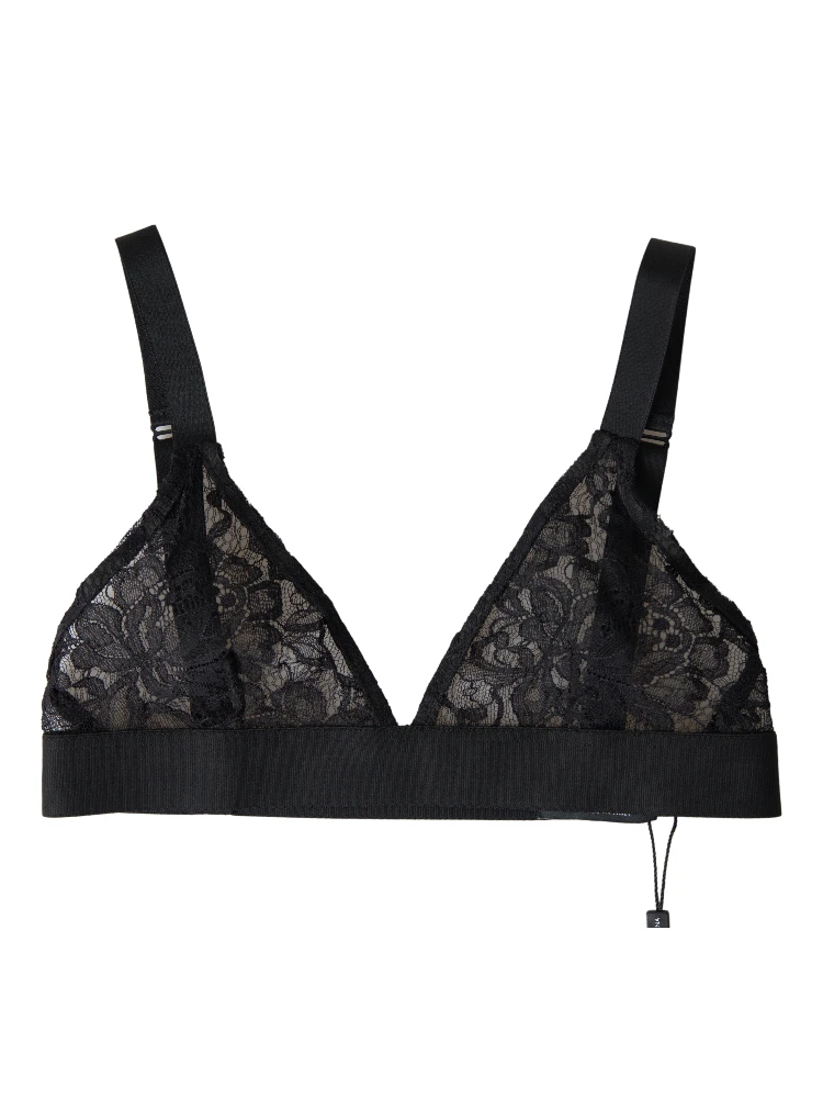 Black Floral Lace Nylon Stretch Bra Underwear alternative