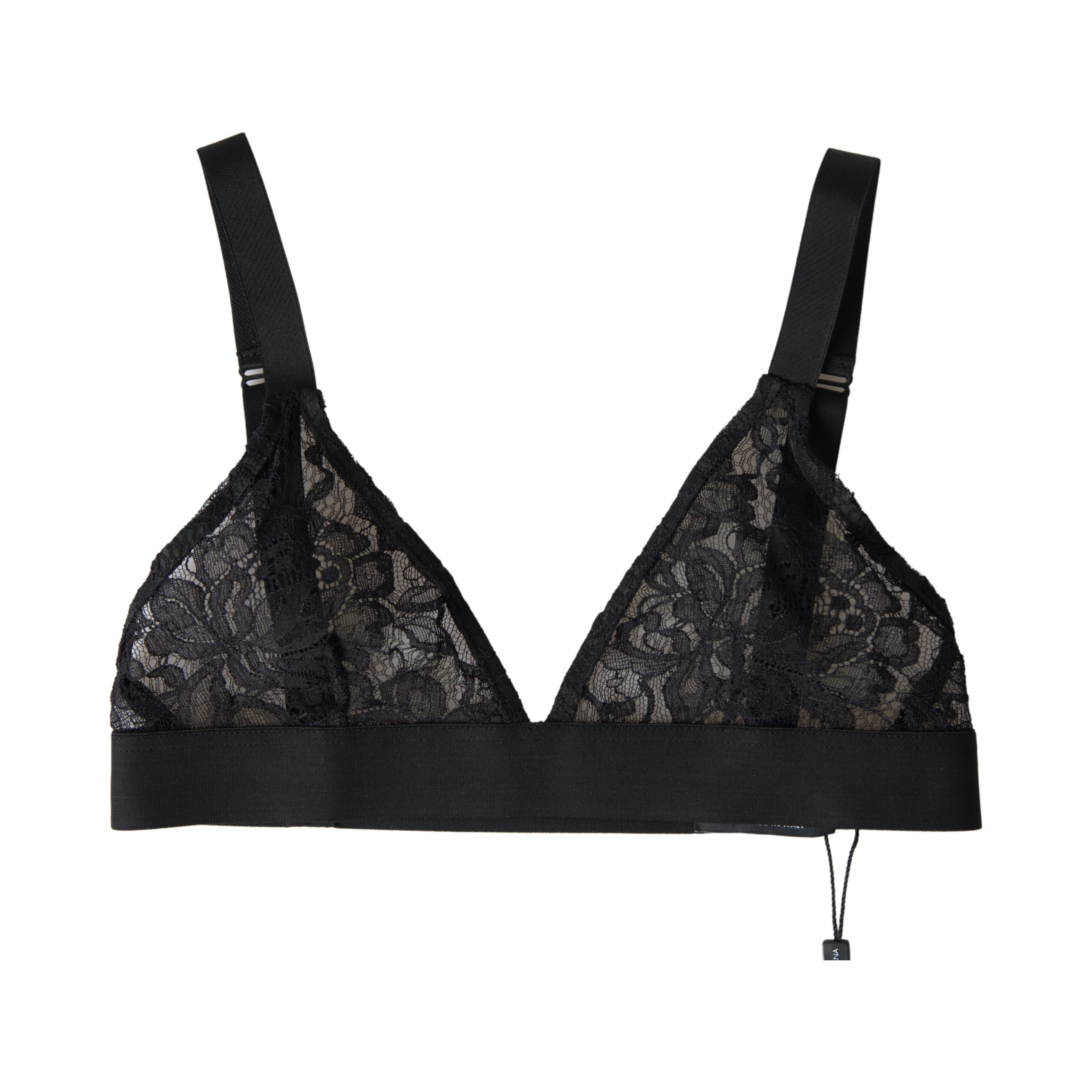 Black Floral Lace Nylon Stretch Bra Underwear