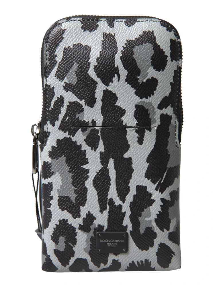 Gray Leopard Leather Men Purse Crossbody Sling Phone Bag alternative