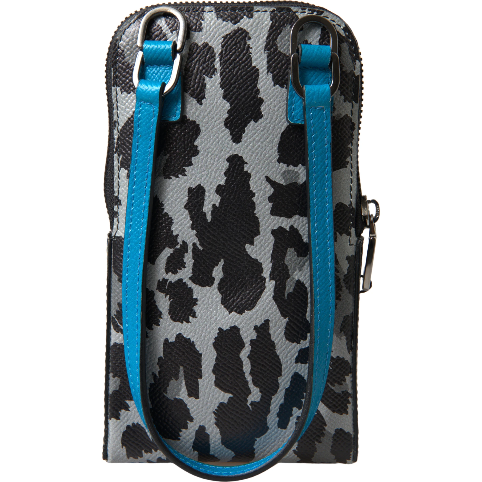 Gray Leopard Leather Men Purse Crossbody Sling Phone Bag