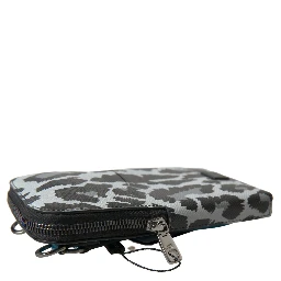 Gray Leopard Leather Men Purse Crossbody Sling Phone Bag