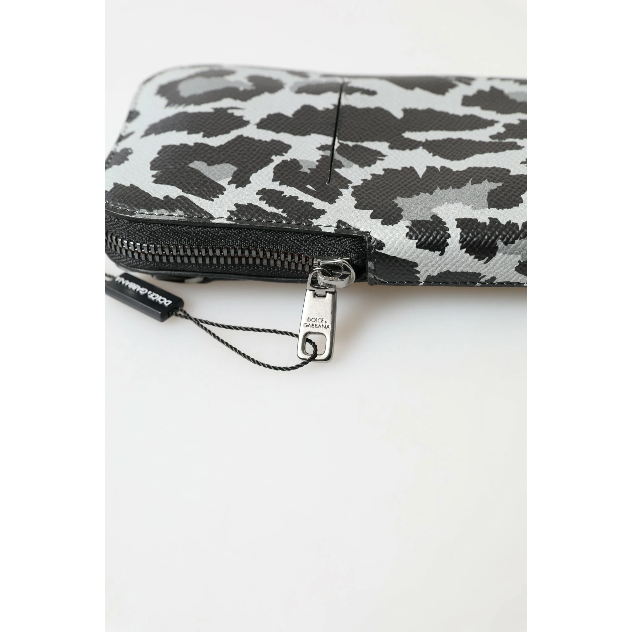 Gray Leopard Leather Men Purse Crossbody Sling Phone Bag