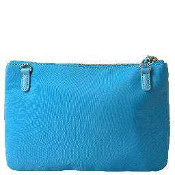 Blue Tafta Silk Large Bow Zipper Clutch Women Borse Logo Bag