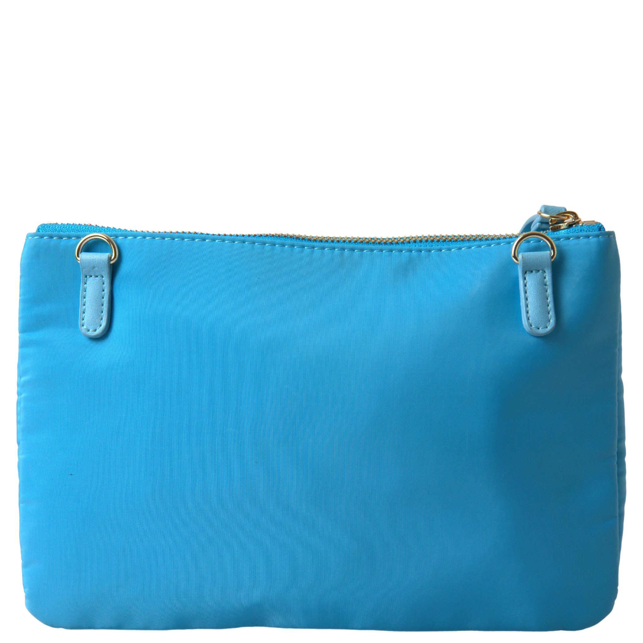 Blue Tafta Silk Large Bow Zipper Clutch Women Borse Logo Bag