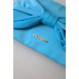 Blue Tafta Silk Large Bow Zipper Clutch Women Borse Logo Bag