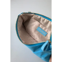 Blue Tafta Silk Large Bow Zipper Clutch Women Borse Logo Bag