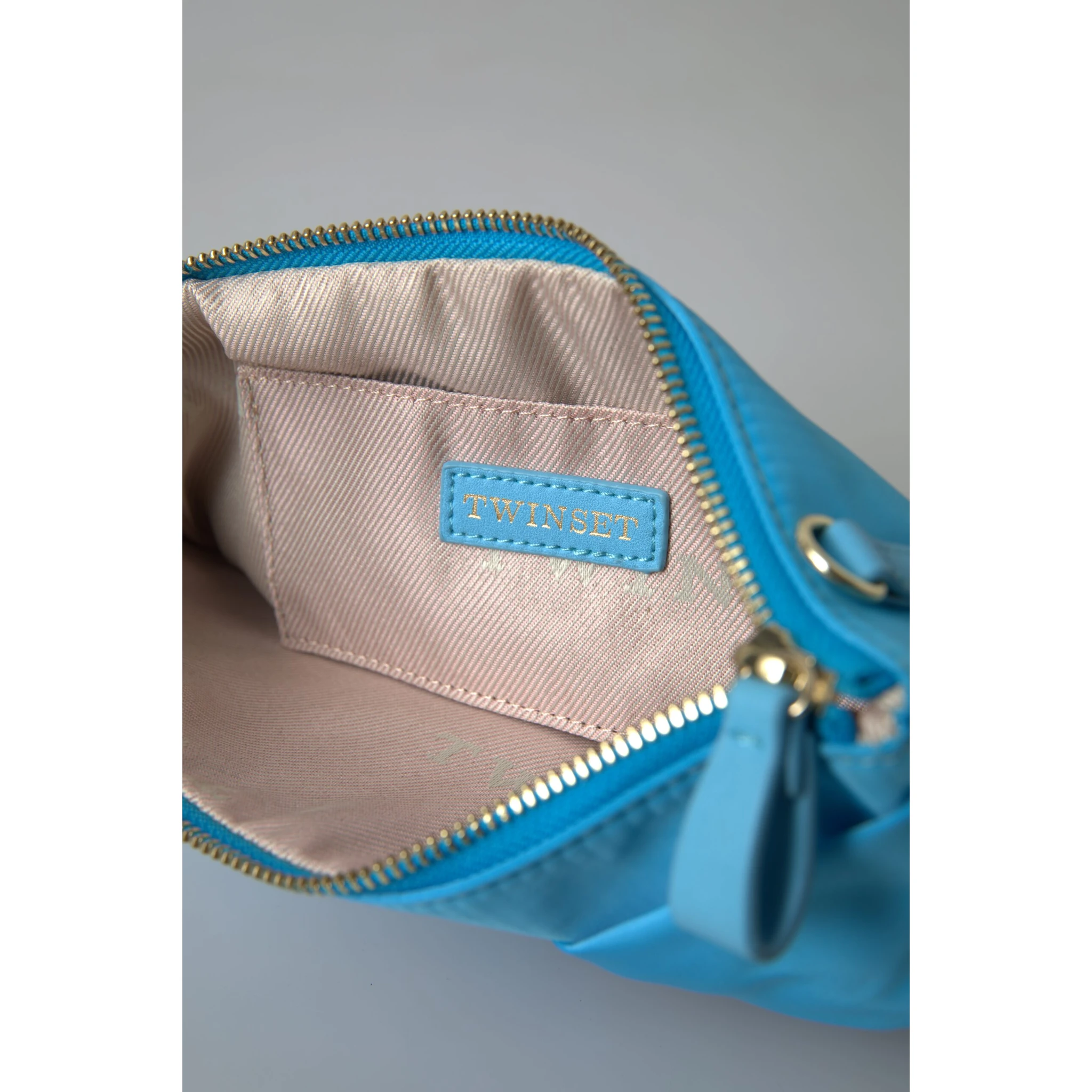 Blue Tafta Silk Large Bow Zipper Clutch Women Borse Logo Bag