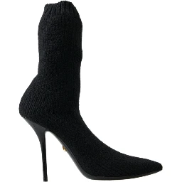 Black Stiletto Heel Mid Calf Women Boot Shoes