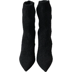 Black Stiletto Heel Mid Calf Women Boot Shoes