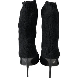 Black Stiletto Heel Mid Calf Women Boot Shoes