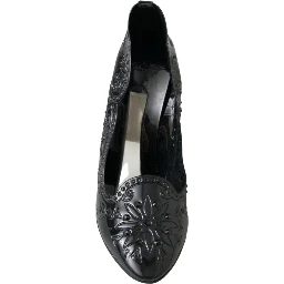 Black CINDERELLA Floral Crystal Heels Shoes