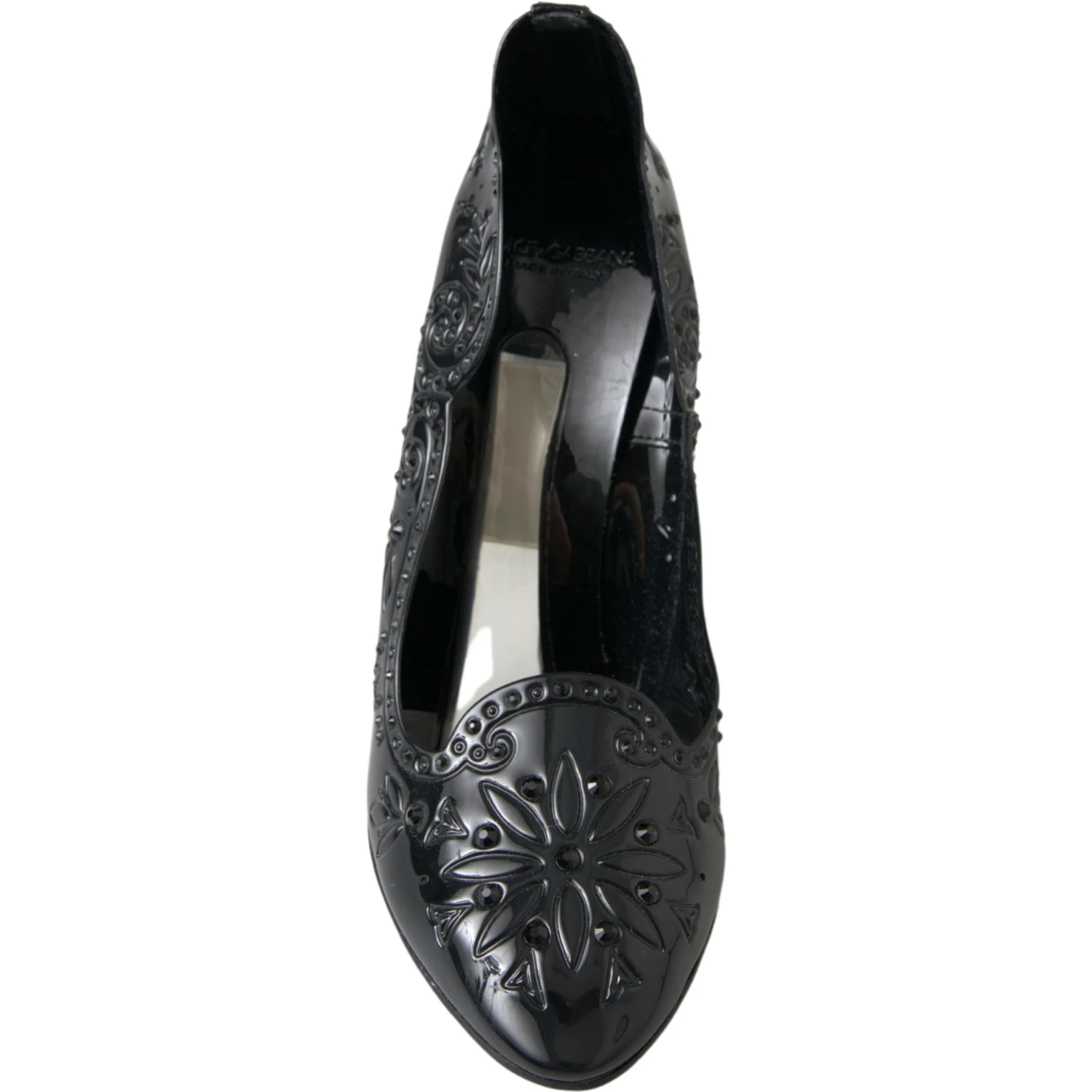 Black CINDERELLA Floral Crystal Heels Shoes