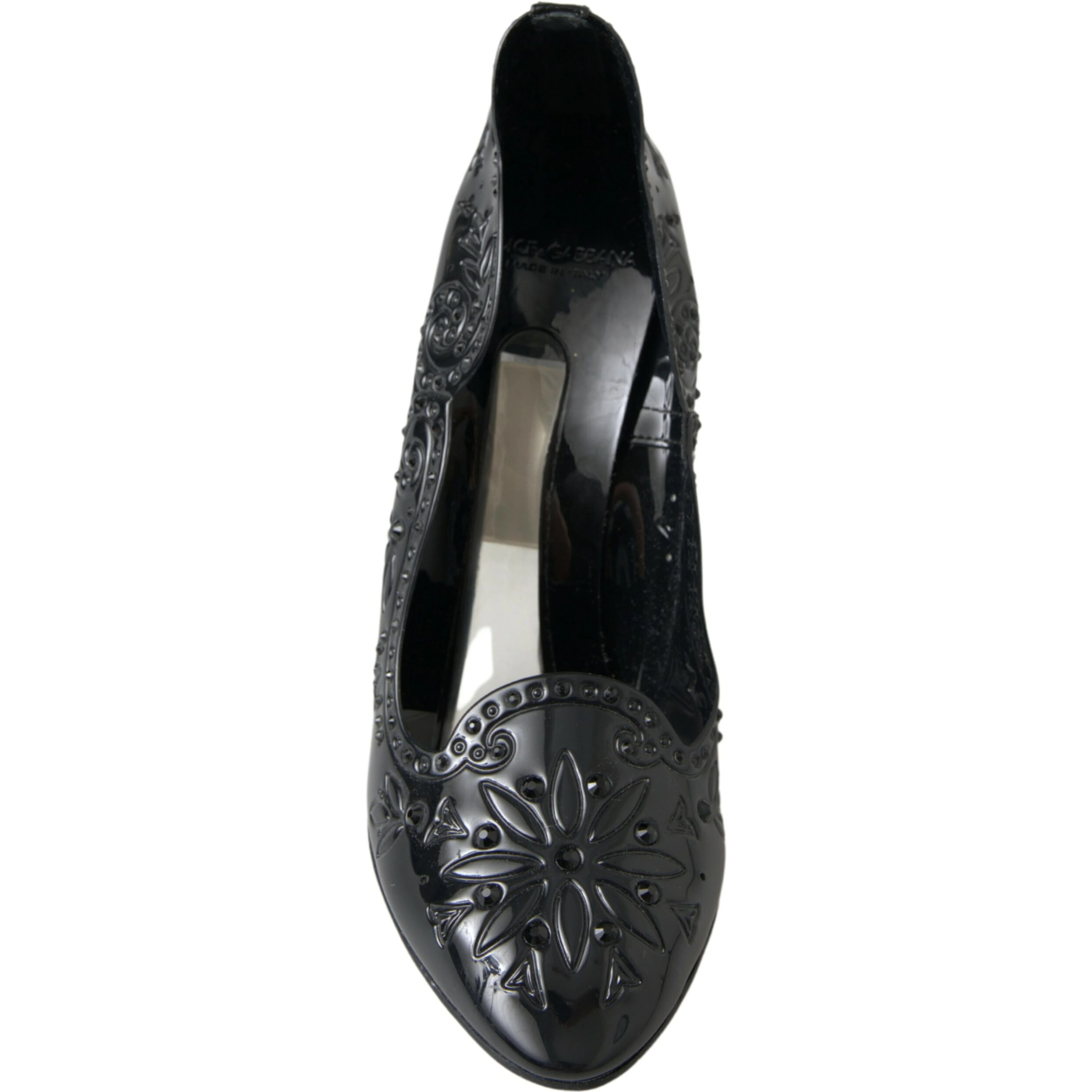 Black CINDERELLA Floral Crystal Heels Shoes