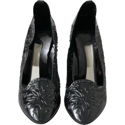 Black CINDERELLA Floral Crystal Heels Shoes