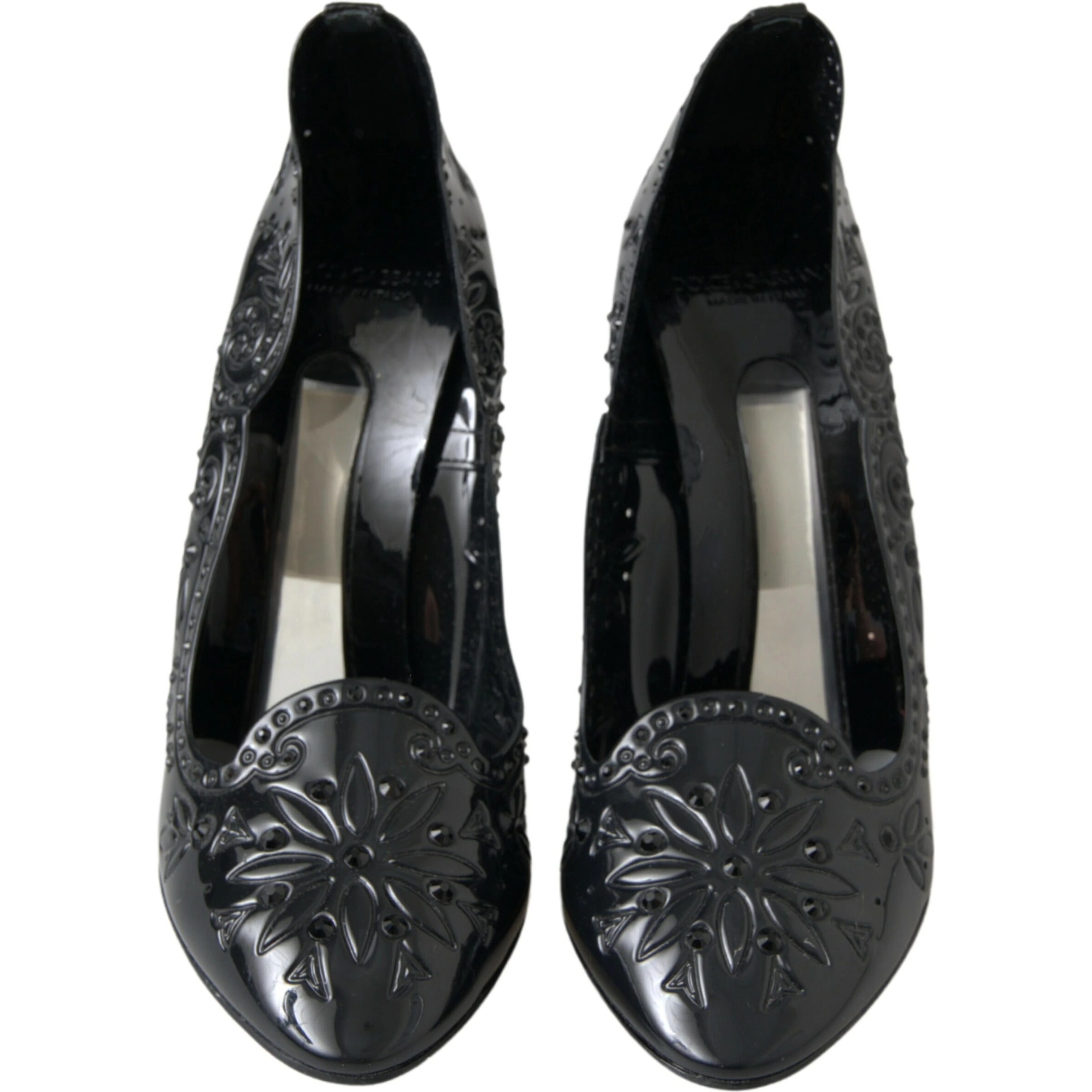Black CINDERELLA Floral Crystal Heels Shoes