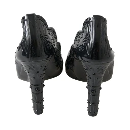 Black CINDERELLA Floral Crystal Heels Shoes