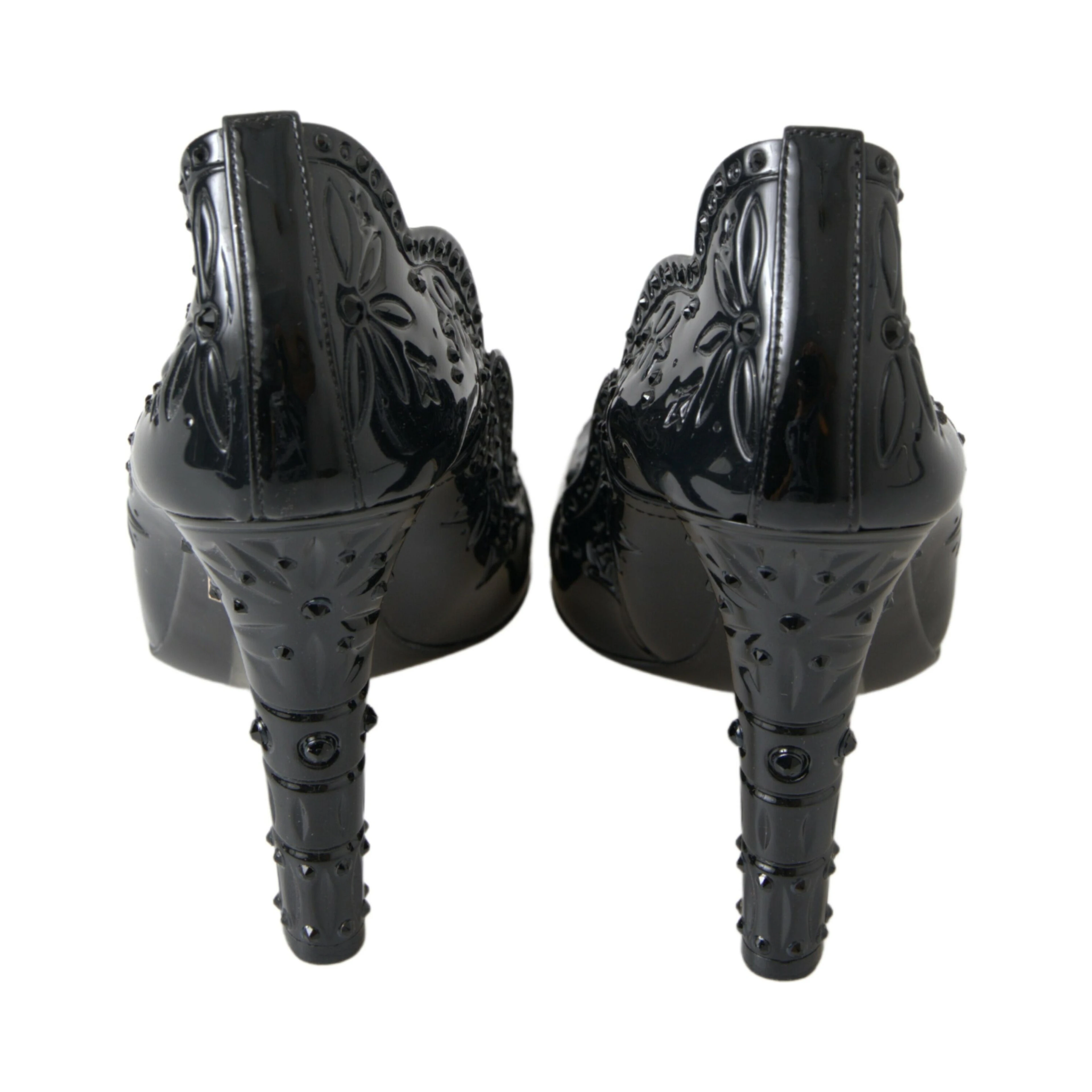 Black CINDERELLA Floral Crystal Heels Shoes