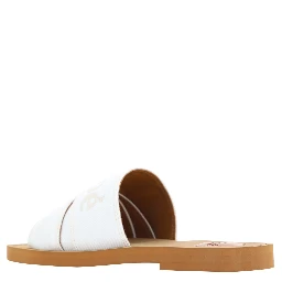 White Cotton Slides Woody Sandals