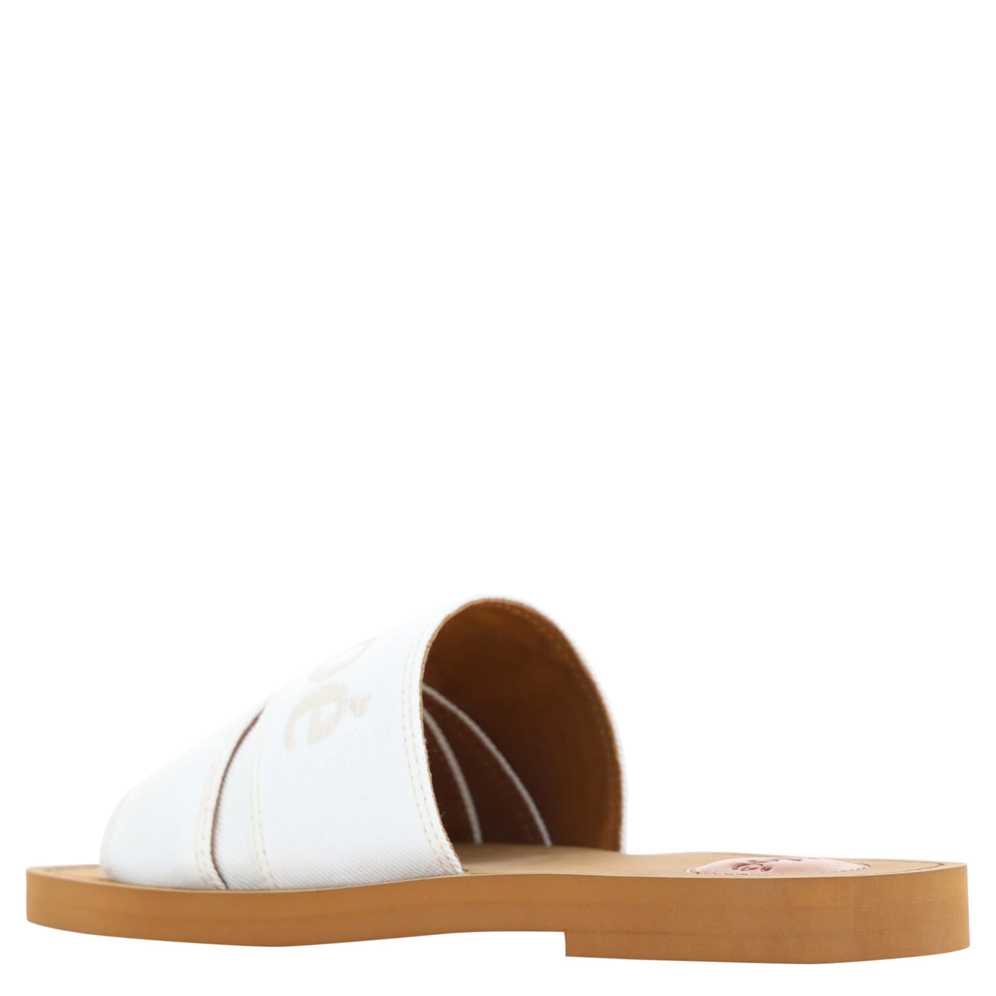 White Cotton Slides Woody Sandals