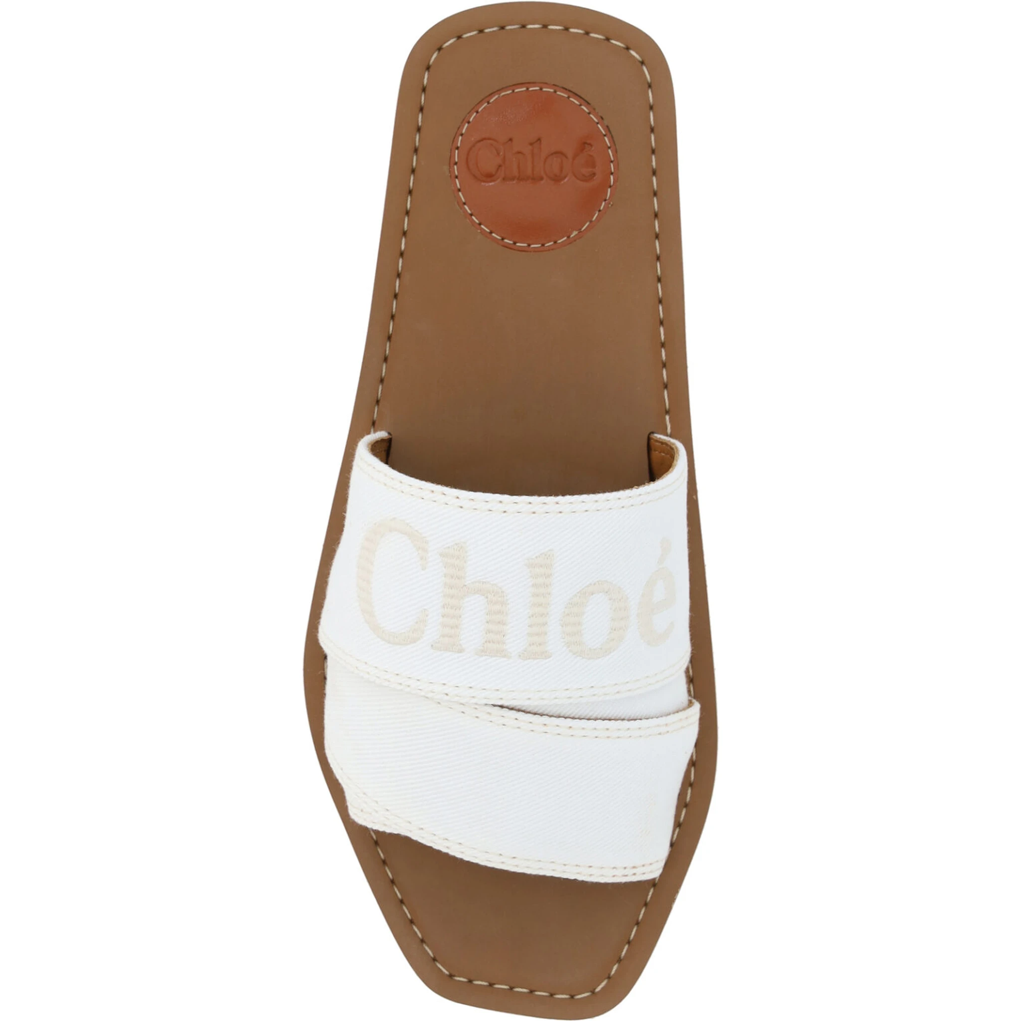 White Cotton Slides Woody Sandals