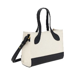 White and Black Leather Mini Handbag