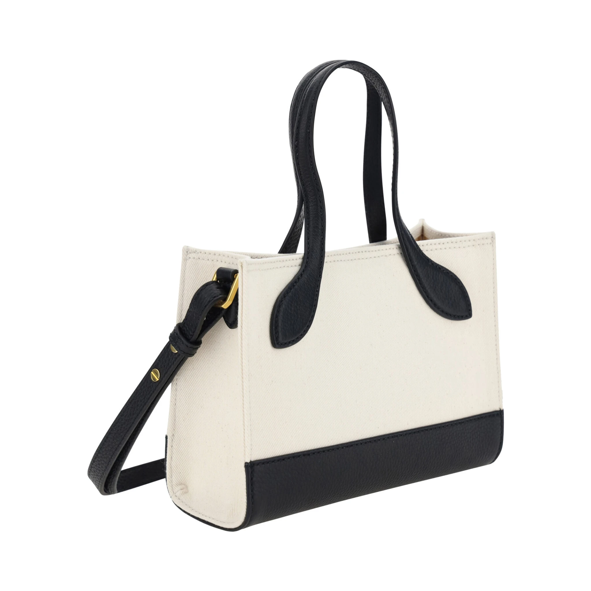 White and Black Leather Mini Handbag