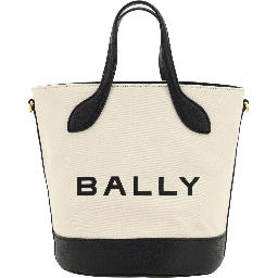 White and Black Leather Bucket Bag