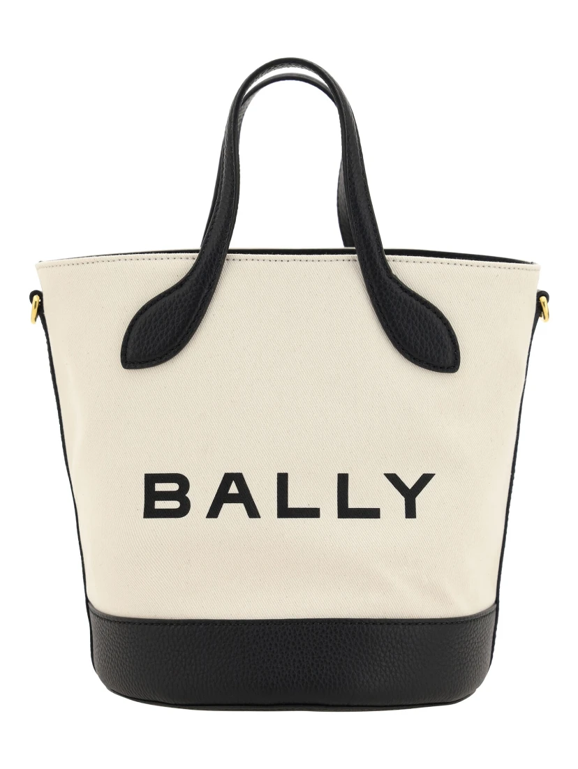 White and Black Leather Bucket Bag