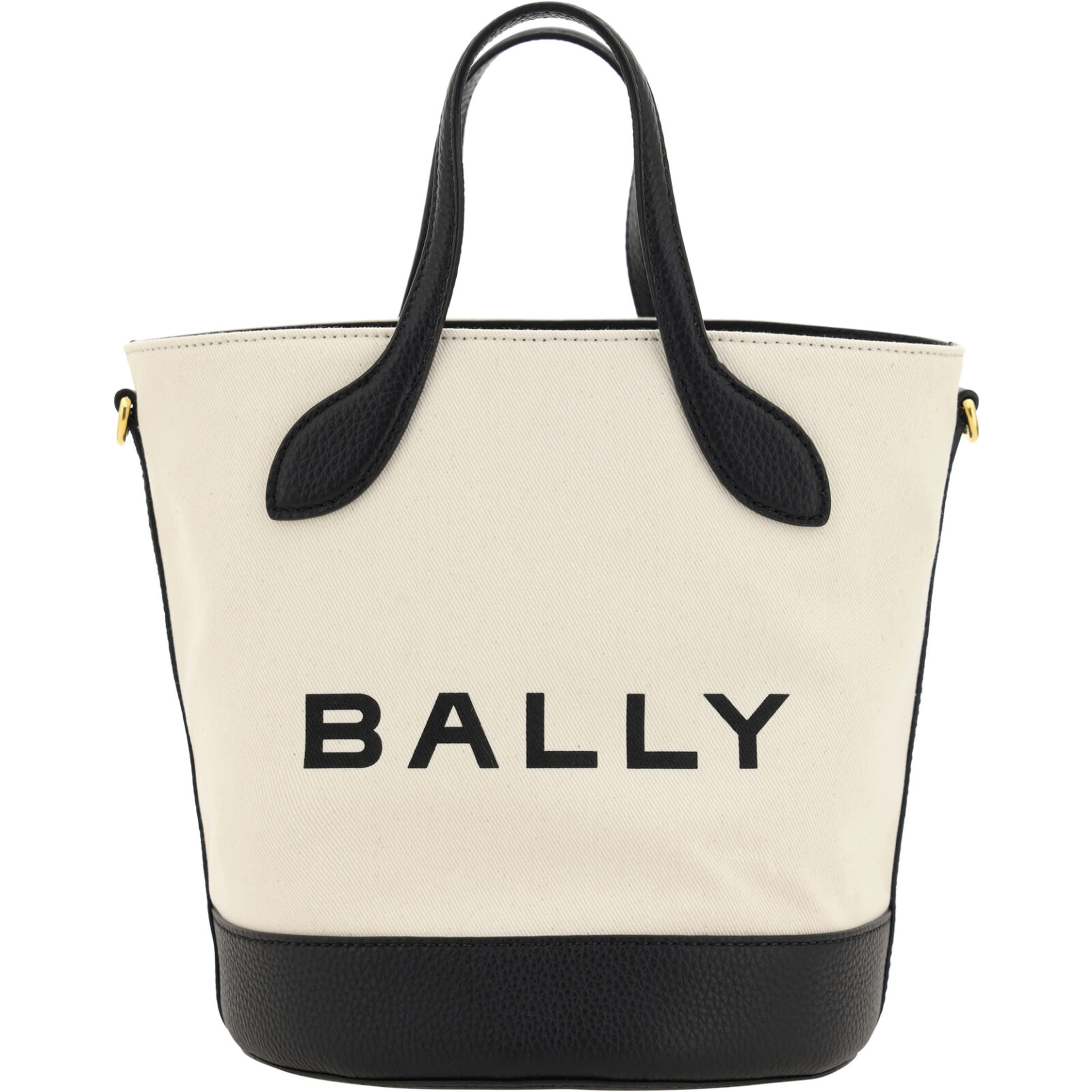 White and Black Leather Bucket Bag