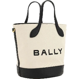 White and Black Leather Bucket Bag