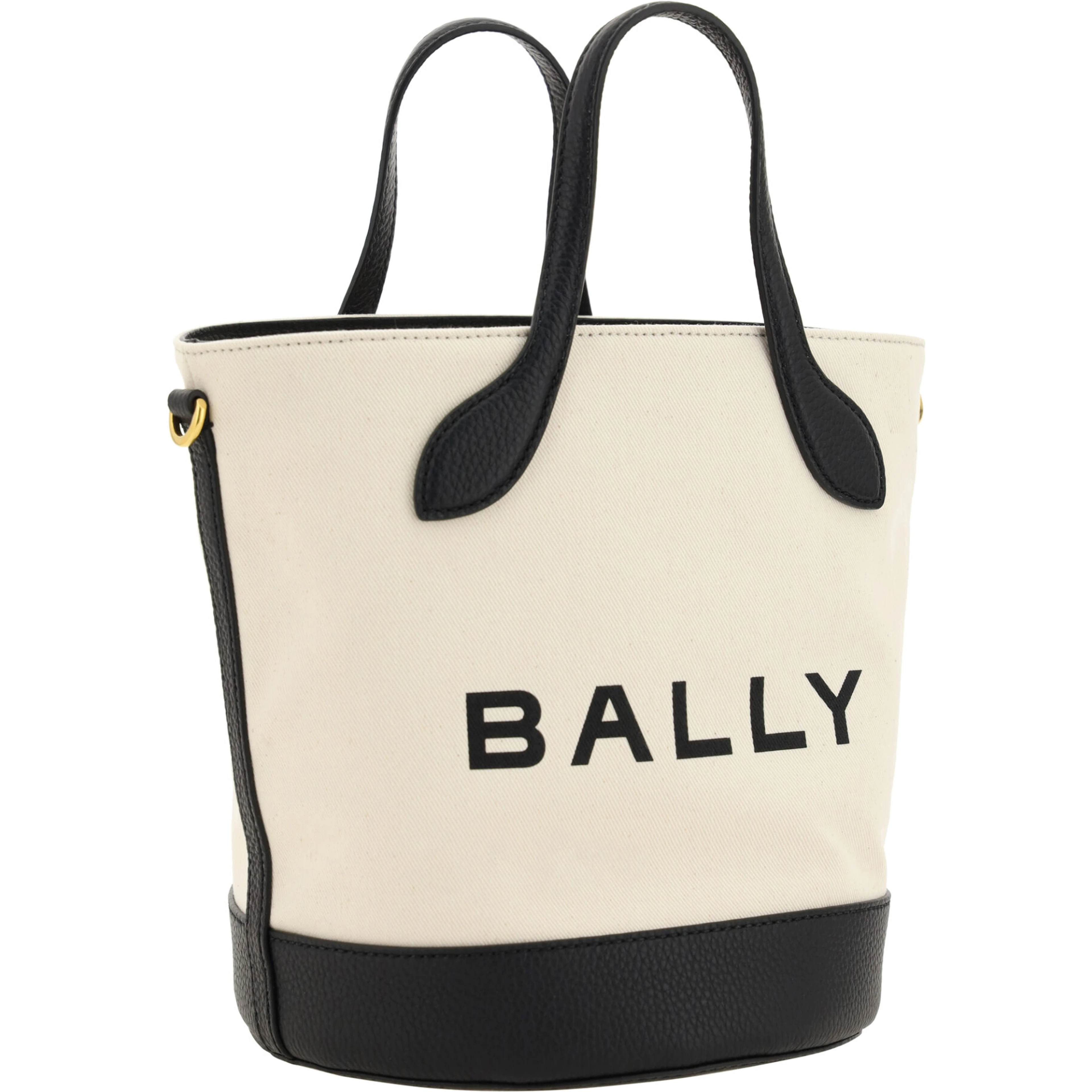 White and Black Leather Bucket Bag
