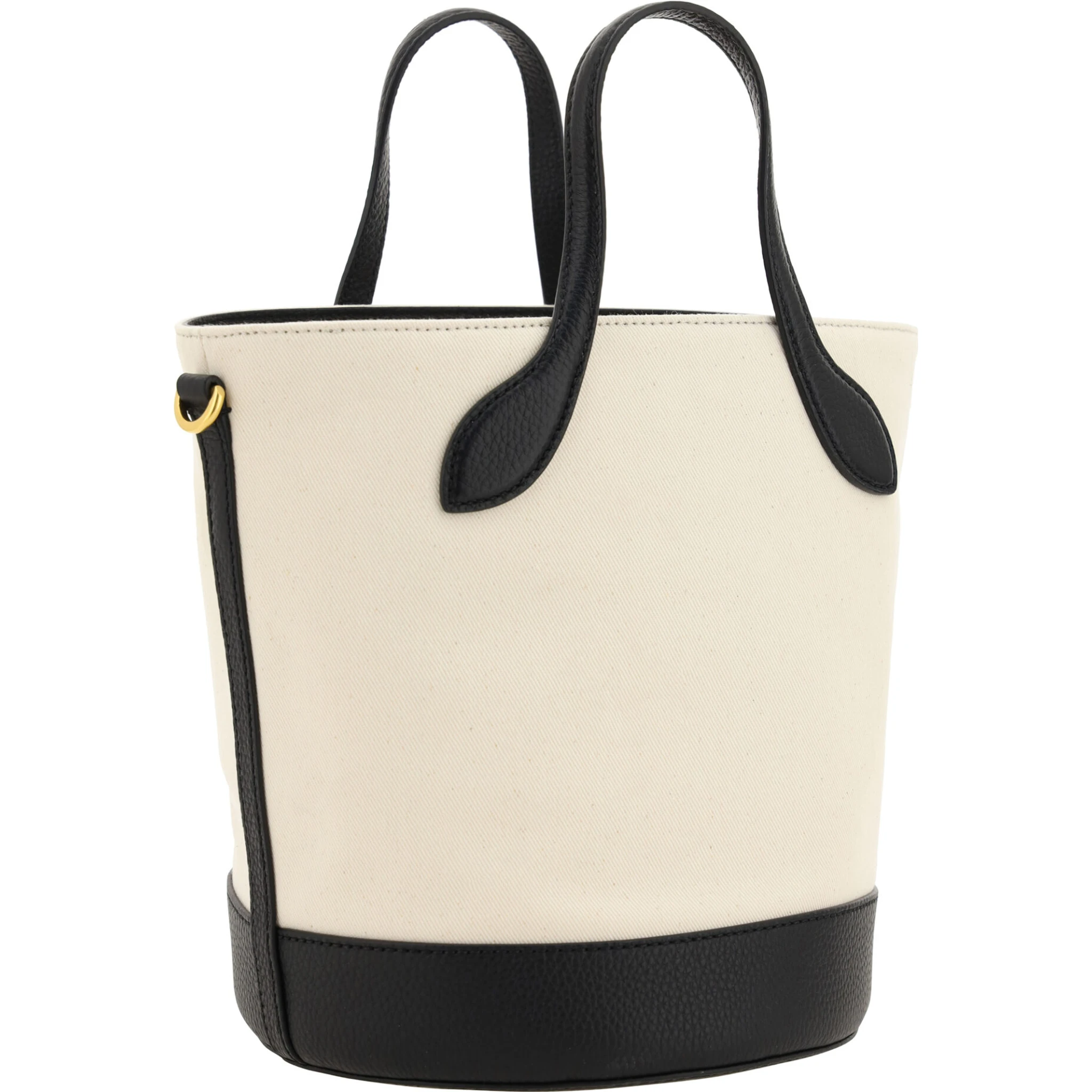 White and Black Leather Bucket Bag