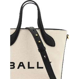 White and Black Leather Bucket Bag