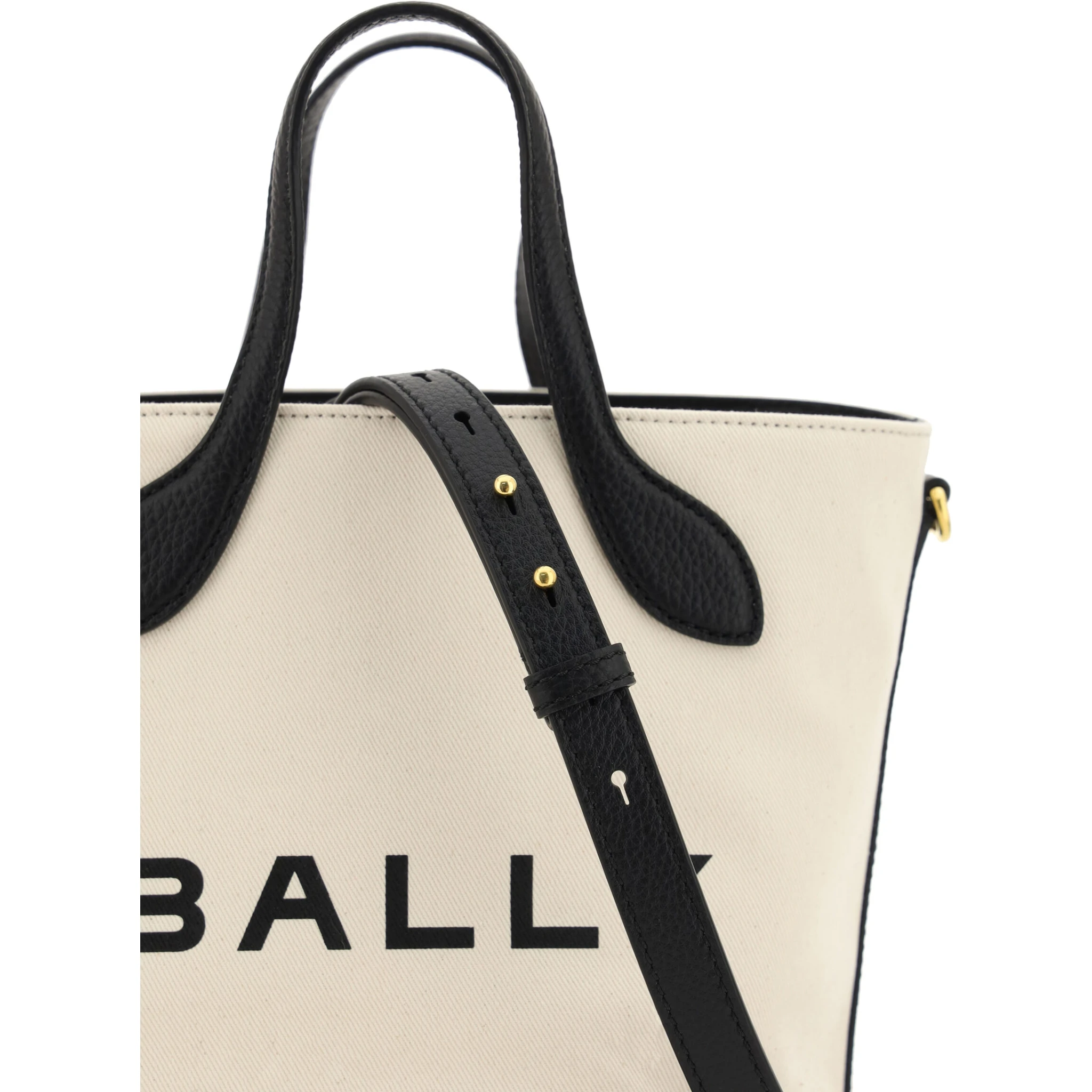 White and Black Leather Bucket Bag