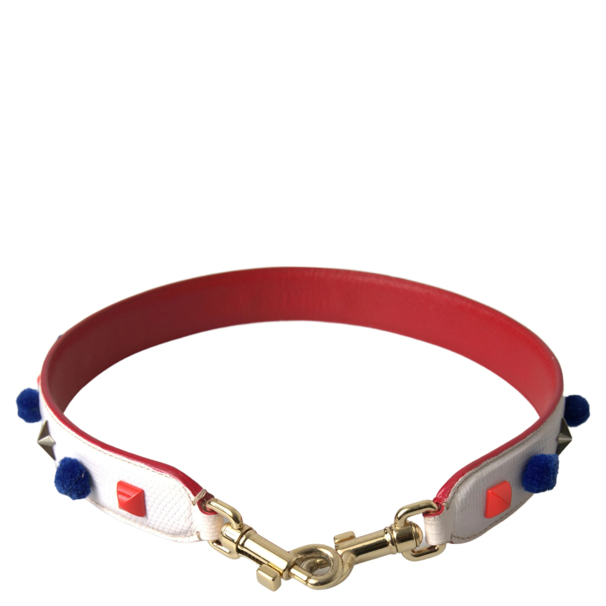 White Leather Studded Bag Shoulder Strap