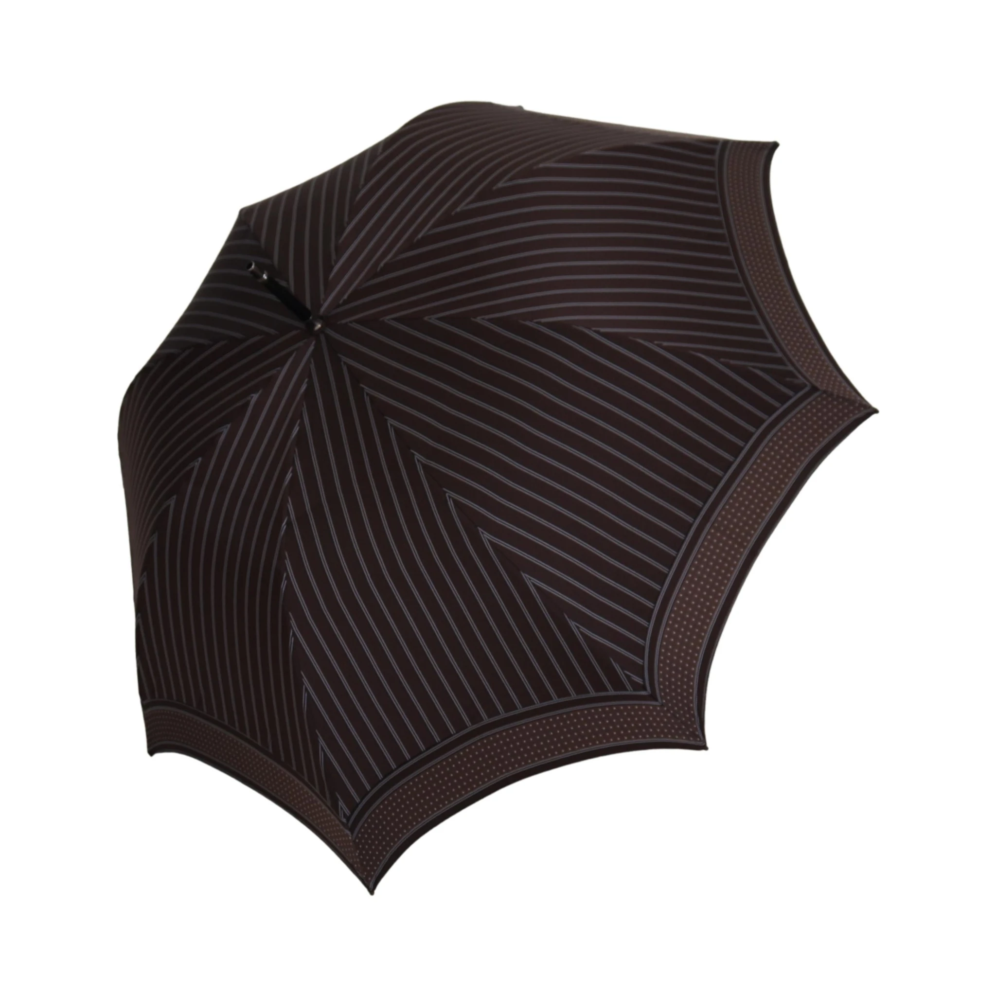 Brown Striped Leather Handle Collapsible Sartoria Umbrella