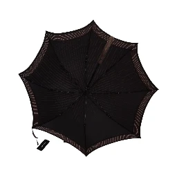 Brown Striped Leather Handle Collapsible Sartoria Umbrella